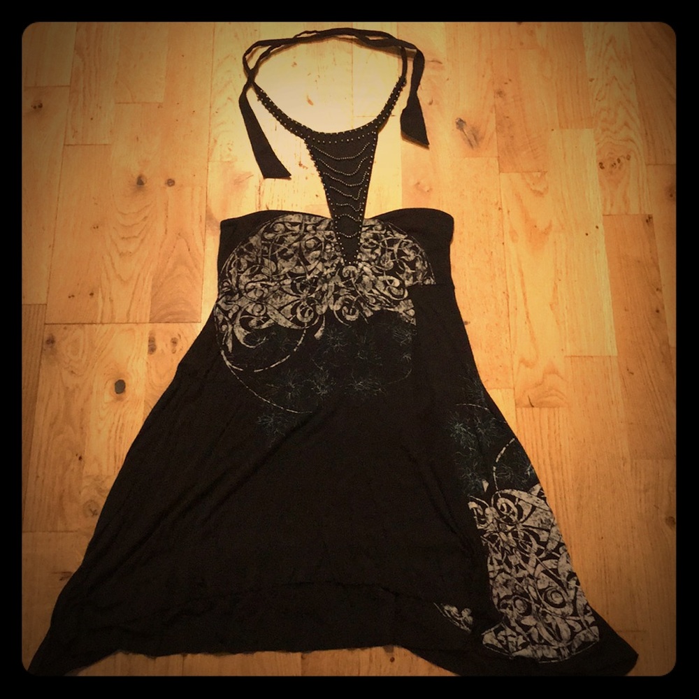 Free People Dress with beaded necktie